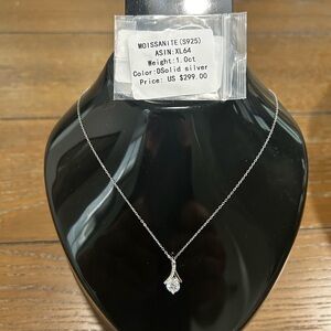 Moissanite Sterling Silver Teardrop Necklace